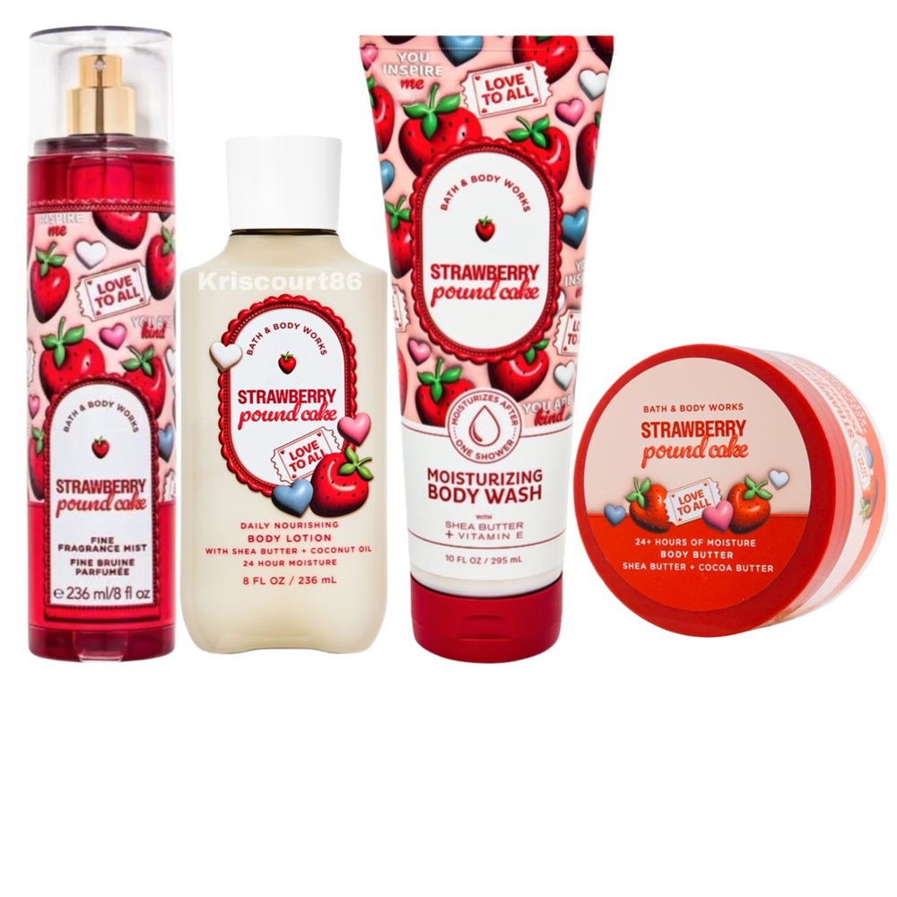 BBW Strawberry Poundcake 4PC NEW FULL-SIZE - Picture 2 of 16